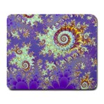 Sea Shell Spiral, Abstract Violet Cyan Stars Large Mouse Pad (Rectangle)