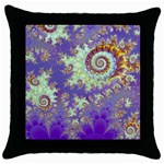 Sea Shell Spiral, Abstract Violet Cyan Stars Black Throw Pillow Case