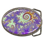 Sea Shell Spiral, Abstract Violet Cyan Stars Belt Buckle (Oval) Sea Shell Spiral, Abstract Violet Cyan Stars Belt Buckle (Oval)