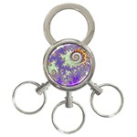 Sea Shell Spiral, Abstract Violet Cyan Stars 3-Ring Key Chain Sea Shell Spiral, Abstract Violet Cyan Stars 3-Ring Key Chain