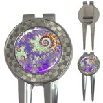 Sea Shell Spiral, Abstract Violet Cyan Stars Golf Pitchfork & Ball Marker