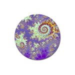 Sea Shell Spiral, Abstract Violet Cyan Stars Magnet 3  (Round)