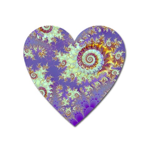 Sea Shell Spiral, Abstract Violet Cyan Stars Magnet (Heart) from ArtsNow.com Front