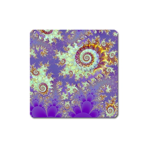 Sea Shell Spiral, Abstract Violet Cyan Stars Magnet (Square) from ArtsNow.com Front