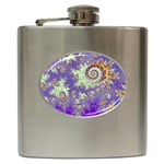 Sea Shell Spiral, Abstract Violet Cyan Stars Hip Flask Sea Shell Spiral, Abstract Violet Cyan Stars Hip Flask