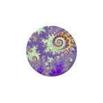 Sea Shell Spiral, Abstract Violet Cyan Stars Golf Ball Marker