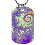 Sea Shell Spiral, Abstract Violet Cyan Stars Dog Tag (Two-sided) 