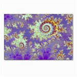 Sea Shell Spiral, Abstract Violet Cyan Stars Postcard 4 x 6  (10 Pack)