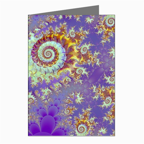 Sea Shell Spiral, Abstract Violet Cyan Stars Greeting Card (8 Pack) from ArtsNow.com Left