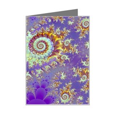 Sea Shell Spiral, Abstract Violet Cyan Stars Mini Greeting Card from ArtsNow.com Left