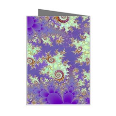 Sea Shell Spiral, Abstract Violet Cyan Stars Mini Greeting Card from ArtsNow.com Right