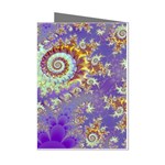 Sea Shell Spiral, Abstract Violet Cyan Stars Mini Greeting Card (8 Pack)