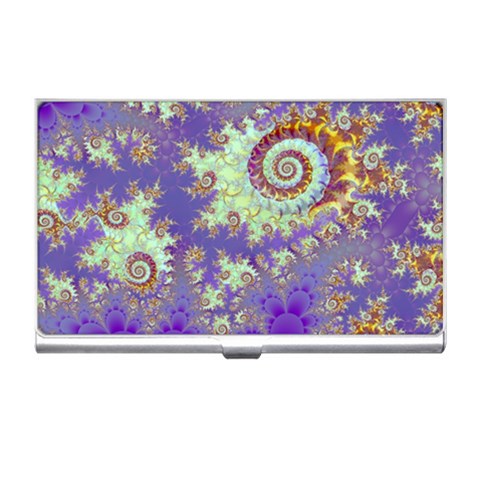 Sea Shell Spiral, Abstract Violet Cyan Stars Business Card Holder from ArtsNow.com Front