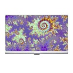 Sea Shell Spiral, Abstract Violet Cyan Stars Business Card Holder