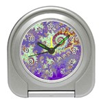 Sea Shell Spiral, Abstract Violet Cyan Stars Desk Alarm Clock