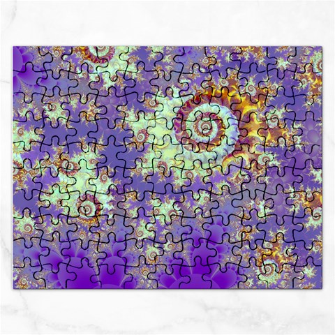 Sea Shell Spiral, Abstract Violet Cyan Stars Jigsaw Puzzle (Rectangle) from ArtsNow.com Front