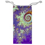 Sea Shell Spiral, Abstract Violet Cyan Stars Jewelry Bag