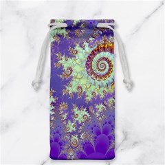 Sea Shell Spiral, Abstract Violet Cyan Stars Jewelry Bag from ArtsNow.com Back