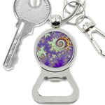 Sea Shell Spiral, Abstract Violet Cyan Stars Bottle Opener Key Chain