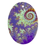 Sea Shell Spiral, Abstract Violet Cyan Stars Oval Ornament (Two Sides)