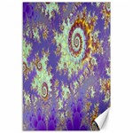 Sea Shell Spiral, Abstract Violet Cyan Stars Canvas 12  x 18  (Unframed)