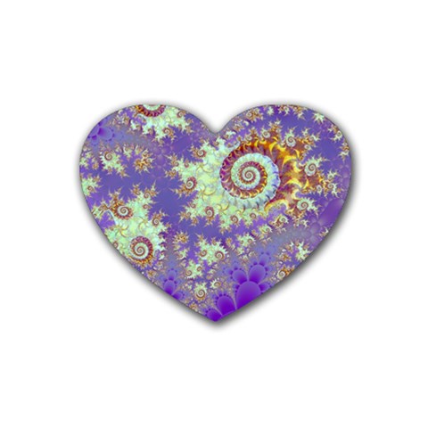 Sea Shell Spiral, Abstract Violet Cyan Stars Drink Coasters (Heart) from ArtsNow.com Front