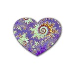 Sea Shell Spiral, Abstract Violet Cyan Stars Drink Coasters 4 Pack (Heart) 