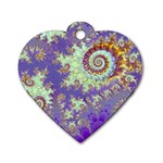 Sea Shell Spiral, Abstract Violet Cyan Stars Dog Tag Heart (One Sided) 