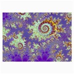 Sea Shell Spiral, Abstract Violet Cyan Stars Glasses Cloth (Large, Two Sided)