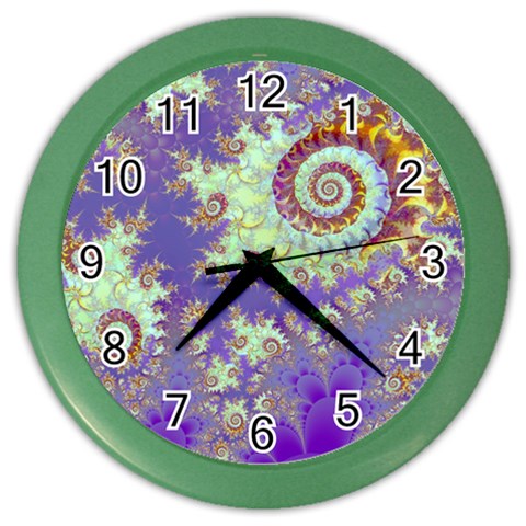 Sea Shell Spiral, Abstract Violet Cyan Stars Wall Clock (Color) from ArtsNow.com Front