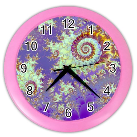 Sea Shell Spiral, Abstract Violet Cyan Stars Wall Clock (Color) from ArtsNow.com Front