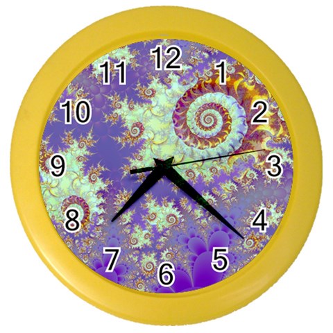 Sea Shell Spiral, Abstract Violet Cyan Stars Wall Clock (Color) from ArtsNow.com Front