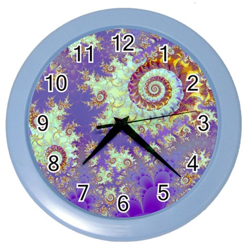 Sea Shell Spiral, Abstract Violet Cyan Stars Wall Clock (Color) from ArtsNow.com Front