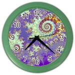 Sea Shell Spiral, Abstract Violet Cyan Stars Wall Clock (Color) Sea Shell Spiral, Abstract Violet Cyan Stars Wall Clock (Color)