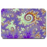 Sea Shell Spiral, Abstract Violet Cyan Stars Large Door Mat