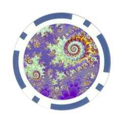 Sea Shell Spiral, Abstract Violet Cyan Stars Poker Chip from ArtsNow.com Front