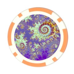 Sea Shell Spiral, Abstract Violet Cyan Stars Poker Chip from ArtsNow.com Back