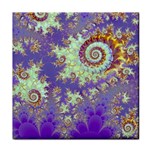 Sea Shell Spiral, Abstract Violet Cyan Stars Face Towel