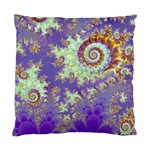 Sea Shell Spiral, Abstract Violet Cyan Stars Cushion Case (Two Sided) 