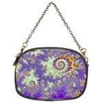 Sea Shell Spiral, Abstract Violet Cyan Stars Chain Purse (Two Sided) 