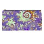 Sea Shell Spiral, Abstract Violet Cyan Stars Pencil Case