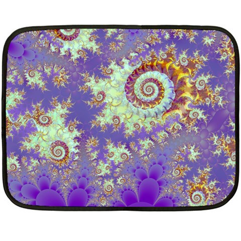 Sea Shell Spiral, Abstract Violet Cyan Stars Mini Fleece Blanket (Two Sided) from ArtsNow.com 35 x27  Blanket Front