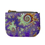 Sea Shell Spiral, Abstract Violet Cyan Stars Coin Change Purse