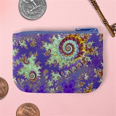 Sea Shell Spiral, Abstract Violet Cyan Stars Coin Change Purse from ArtsNow.com Back