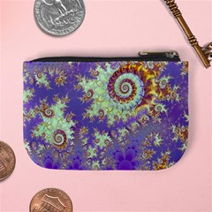 Sea Shell Spiral, Abstract Violet Cyan Stars Coin Change Purse from ArtsNow.com Back