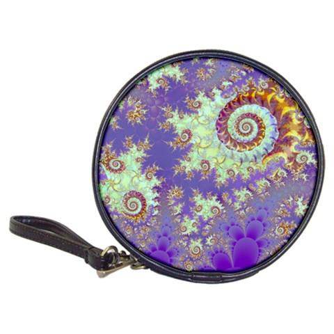 Sea Shell Spiral, Abstract Violet Cyan Stars CD Wallet from ArtsNow.com Front