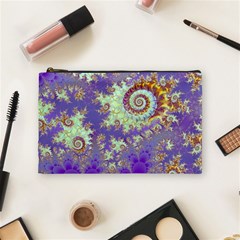 Sea Shell Spiral, Abstract Violet Cyan Stars Cosmetic Bag (Medium) from ArtsNow.com Front
