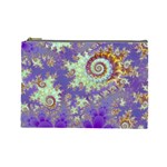 Sea Shell Spiral, Abstract Violet Cyan Stars Cosmetic Bag (Large)