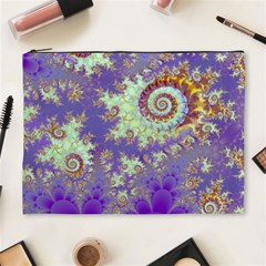 Sea Shell Spiral, Abstract Violet Cyan Stars Cosmetic Bag (XL) from ArtsNow.com Front