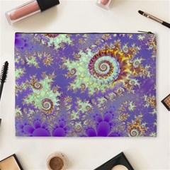 Sea Shell Spiral, Abstract Violet Cyan Stars Cosmetic Bag (XL) from ArtsNow.com Back
